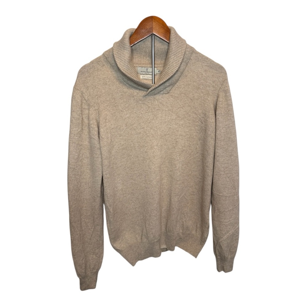 Franco Biagianti Sweater Women’s Beige 100% Cashmere Shawl Collar Medium